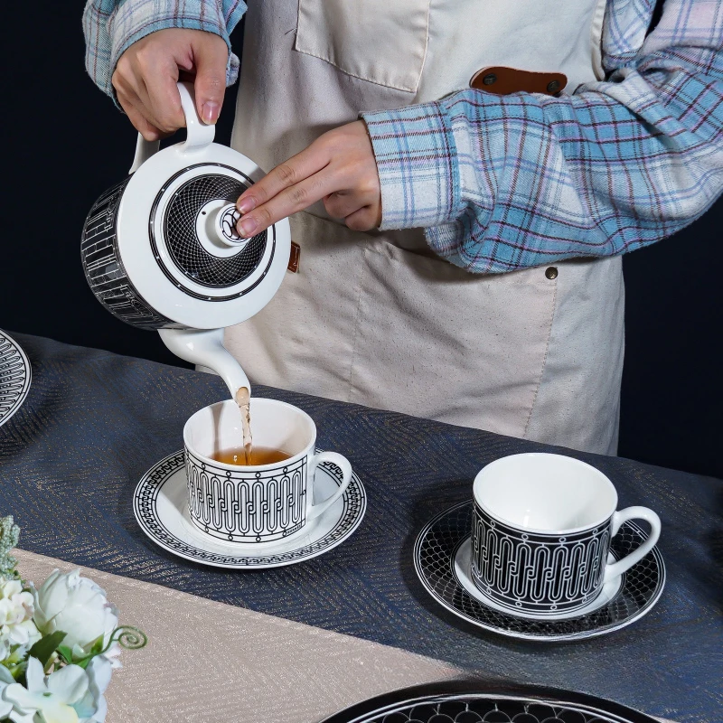 Coffee Tea And Sugar Set - 심플한 유럽풍 차 세트 세라믹 커피