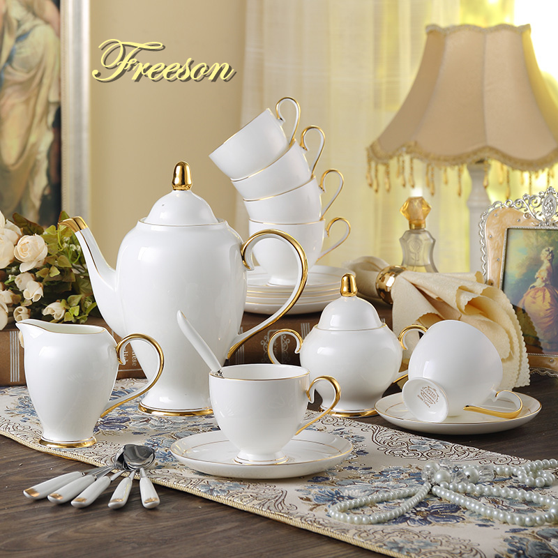 Tea Coffee Pot Set - 그레이스 본 차이나 커피 세트, 화이트