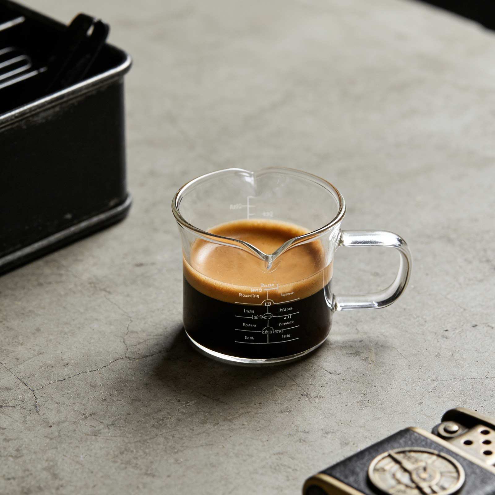 Coffee Tea Espresso - 이중 주둥이가 달린 유리 계량컵, 100ml