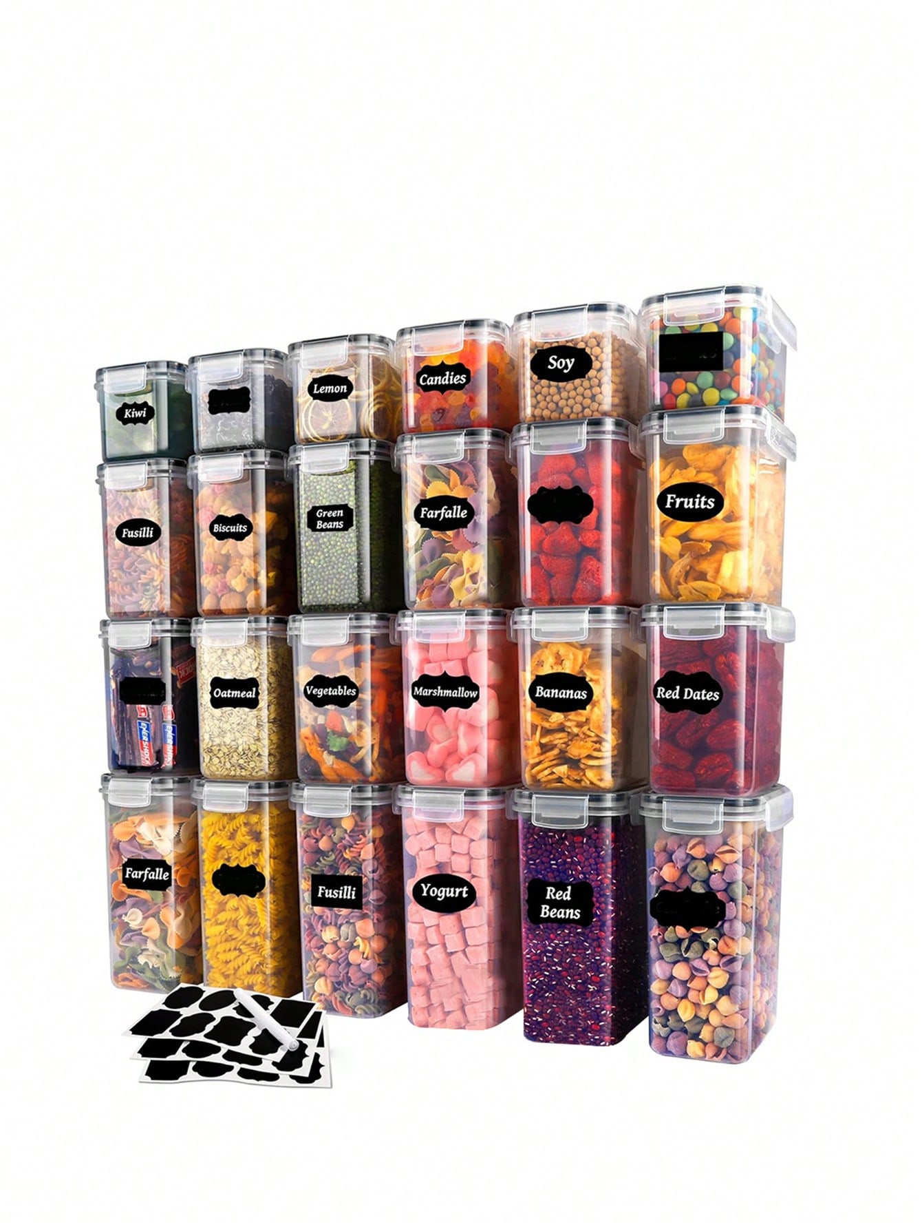 뚜껑이 있는 밀폐형 식품 보관 용기 48개 세트 - 곡 - Coffee Tea Beans 리뷰 및 가격