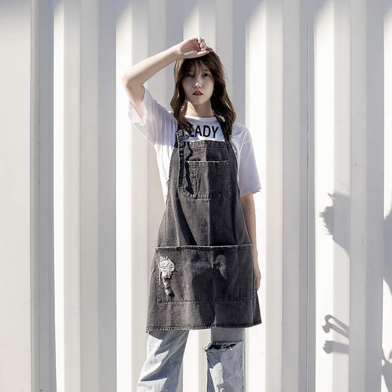 일본 워시 코튼 데님 앞치마, 확대 커피 숍 밀크 티  - Coffee Tea Garden 리뷰 및 가격