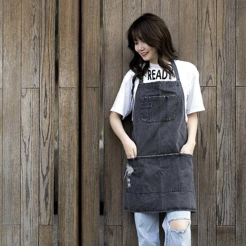 일본 워시 코튼 데님 앞치마, 확대 커피 숍 밀크 티  - Coffee Tea Garden 리뷰 및 가격