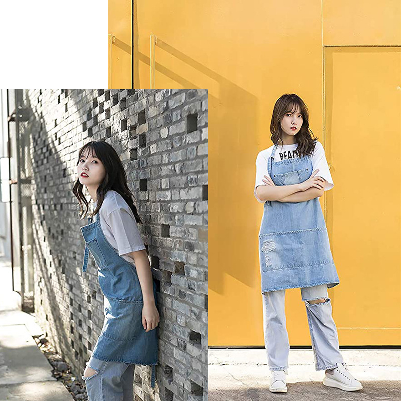 일본 워시 코튼 데님 앞치마, 확대 커피 숍 밀크 티  - Coffee Tea Garden 리뷰 및 가격