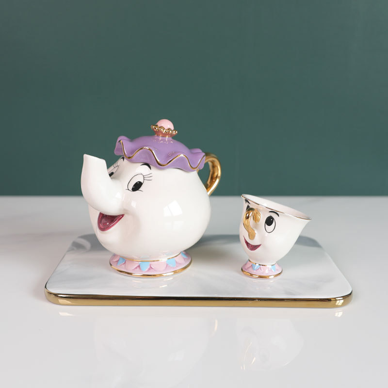 재고 있음 귀여운 만화 미녀와 야수 커피 포트 머그컵  - Coffee Tea And Sugar Set 리뷰 및 가격