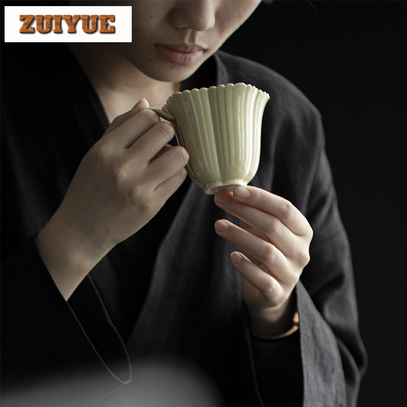 리드 그린 수제 커피 컵, 가정용 부티크 꽃 꽃잎 찻잔 - Coffee Tea Green 리뷰 및 가격