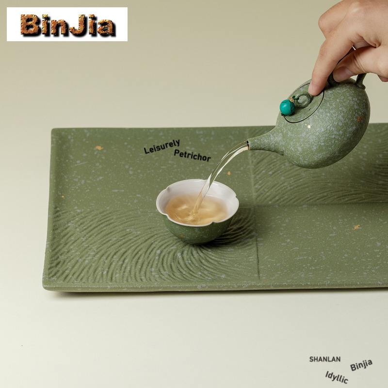 녹색 거친 도자기 직사각형 차 트레이 스낵 접시 커피  - Coffee Tea Green 리뷰 및 가격