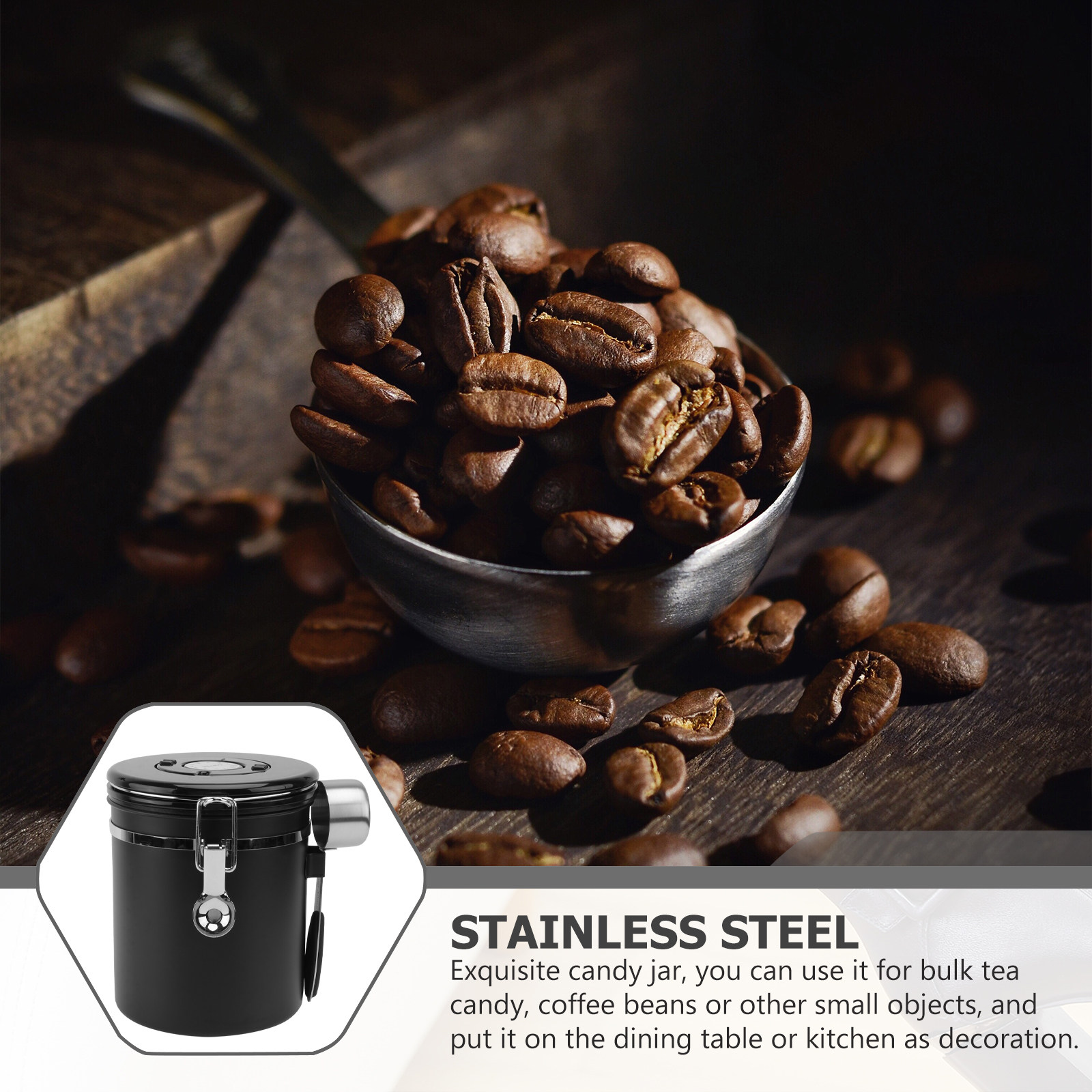 커피 원두 보관용 스테인리스 스틸 밀폐 용기 1개, 차 - Coffee Tea Beans 리뷰 및 가격