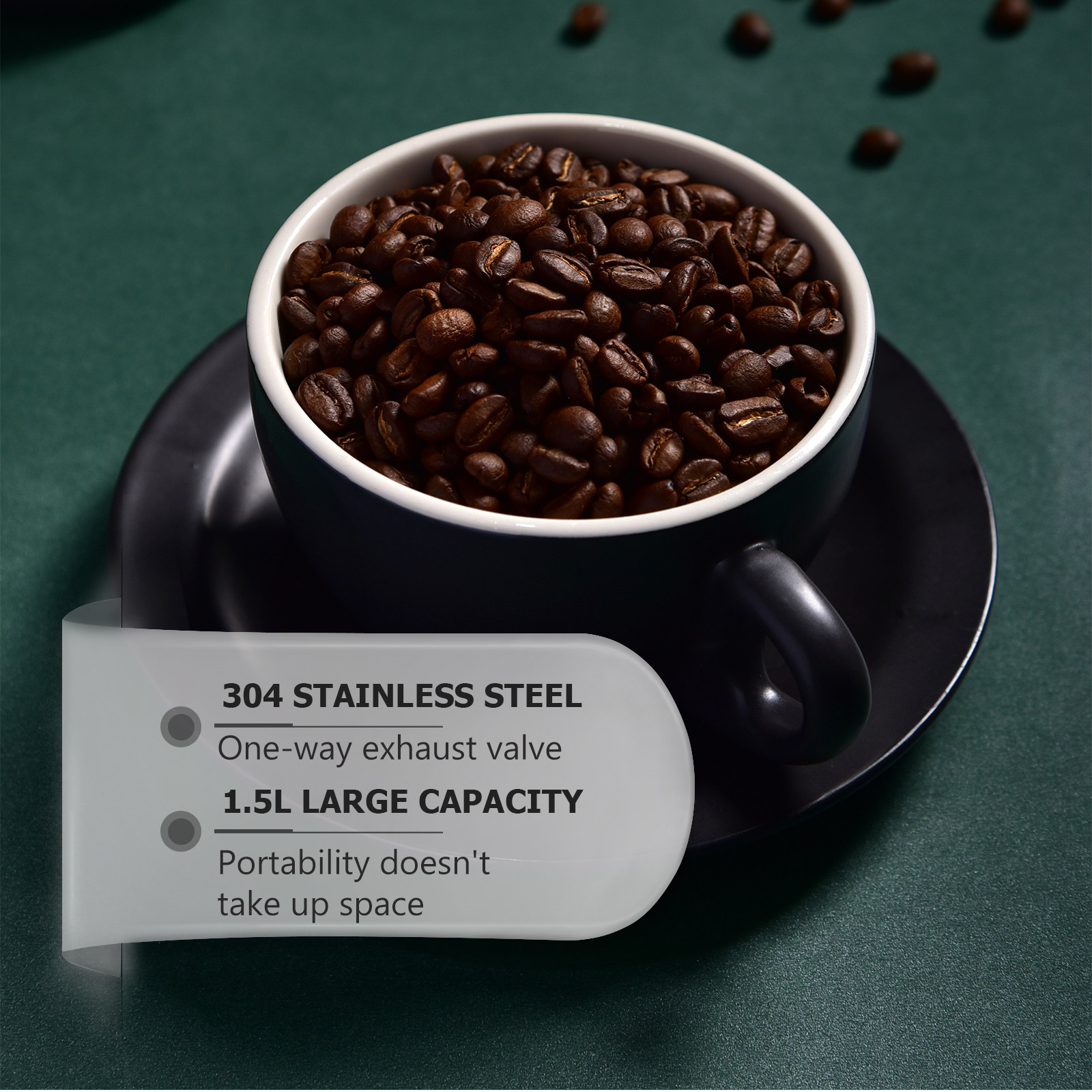 커피 원두 보관용 스테인리스 스틸 밀폐 용기 1개, 차 - Coffee Tea Beans 리뷰 및 가격