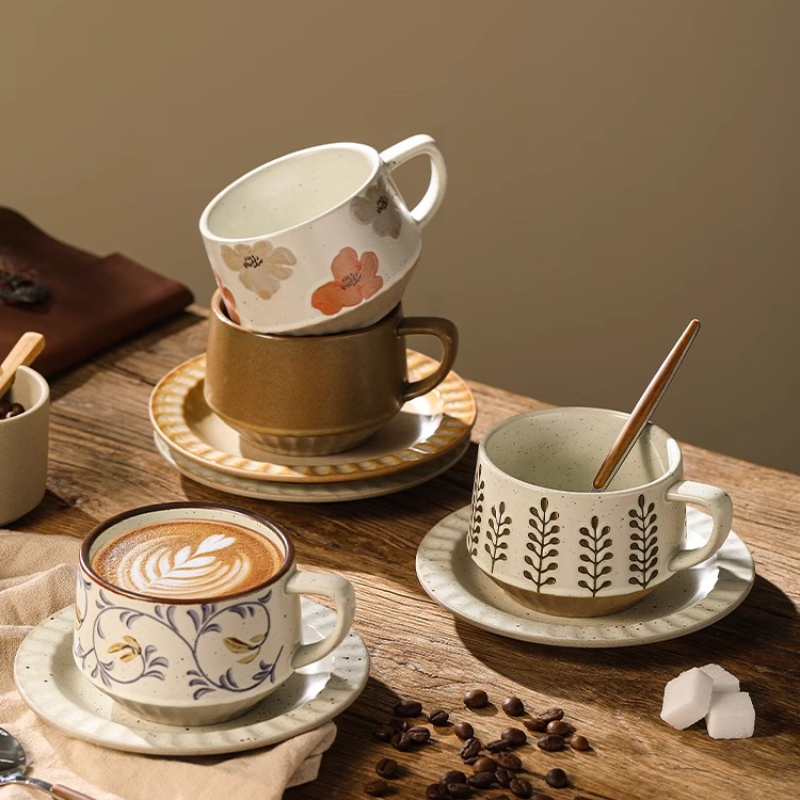 레트로 세라믹 컵 거친 도자기 작은 용량 커피 컵과 접 - Coffee Tea And Sugar Set 리뷰 및 가격