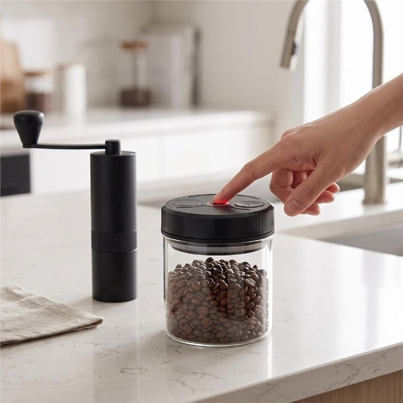 자동 진공 커피 보관 용기 700ml, 내열 유리 재질 - Coffee Tea Beans 리뷰 및 가격