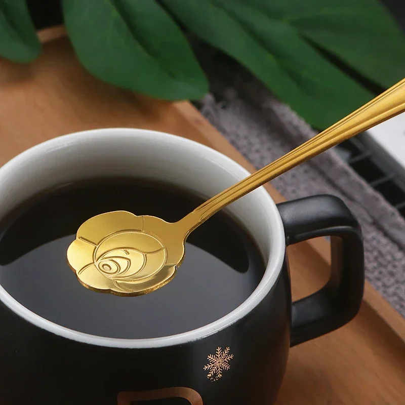 스테인레스 스틸 체리 장미 꽃 골드 특종 커피 스푼 선 - Coffee Tea Flower 리뷰 및 가격