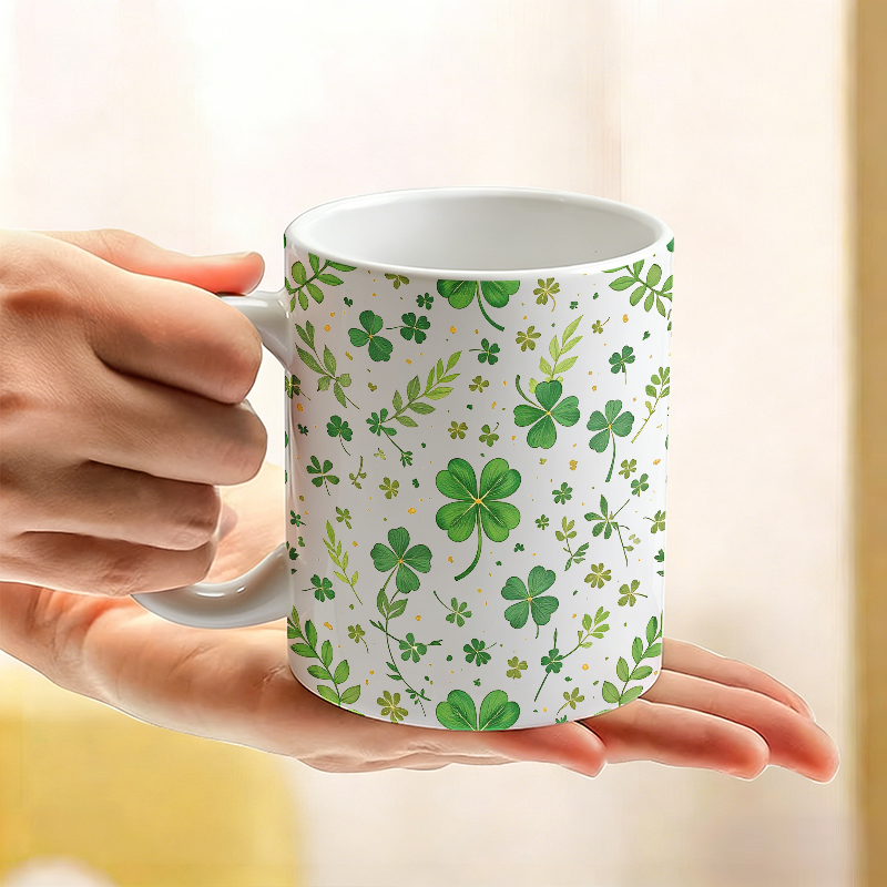 수채화 그린 클로버 올오버 프린트 세라믹 머그컵, 커피 - Coffee Tea Green 리뷰 및 가격