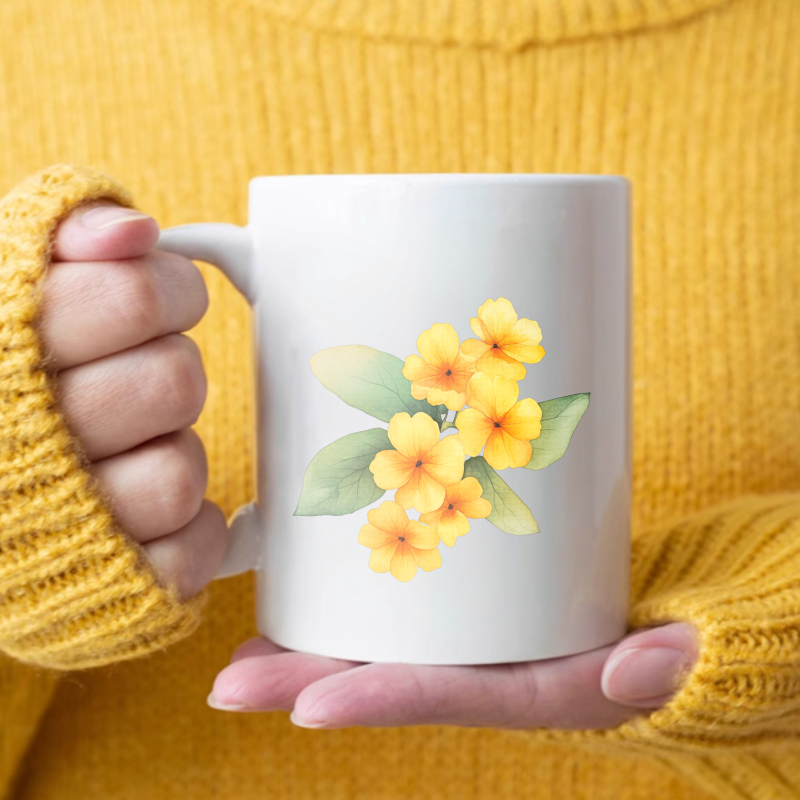 흰색과 노란색 꽃이 있는 세라믹 머그컵, 집이나 사무실 - Coffee Tea Break 리뷰 및 가격