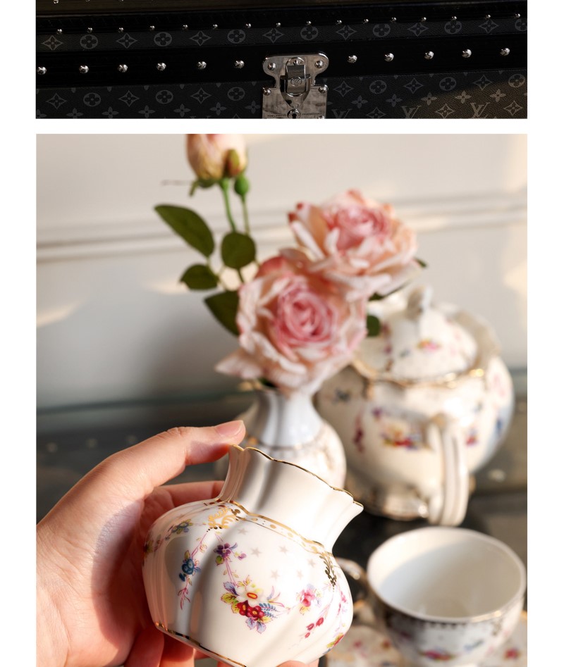 꽃무늬 수저 세트, 차 세트, 아이보리 세라믹 꽃무늬  - Coffee Tea Flower 리뷰 및 가격